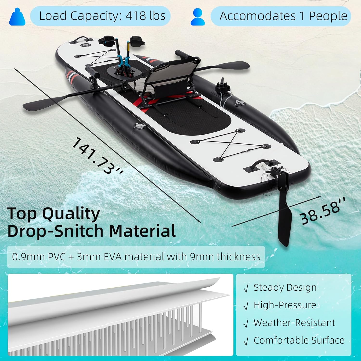 12ft Premium PVC opblaasbare v - Fishing Kayak Seat recensie en prijs