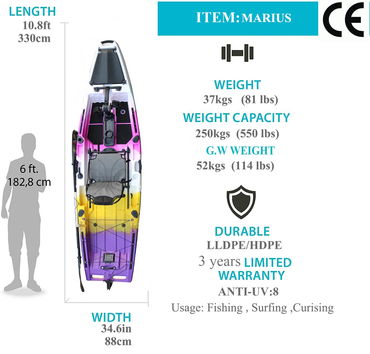 Viking 10.5FT vispeddelkajak,  - Fishing Kayak Seat recensie en prijs