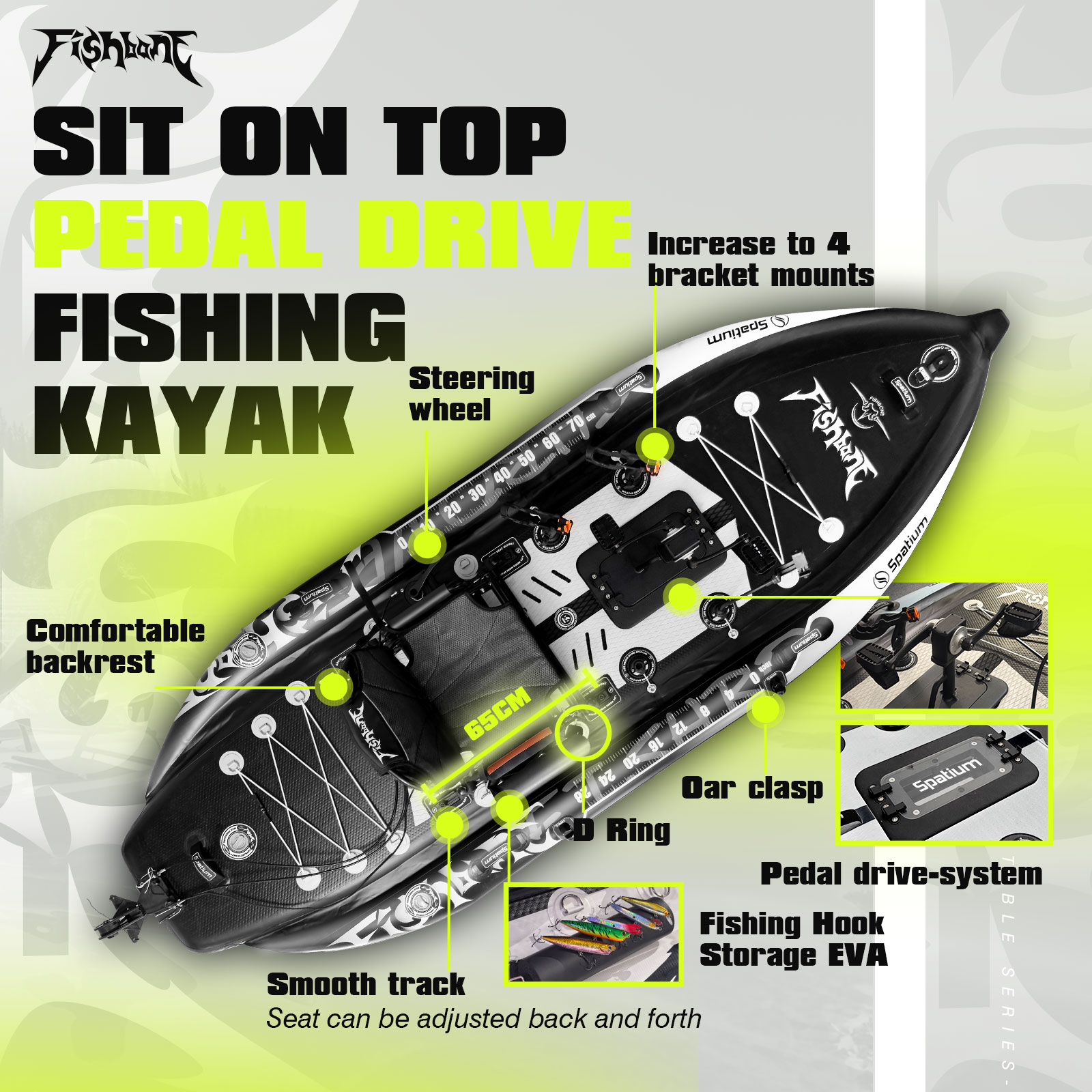 Spatium Viskajaks met pedaal a - Fishing Kayak Pedal Drive recensie en prijs